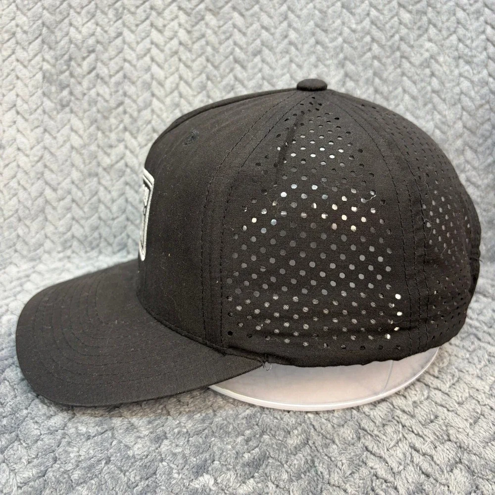 Suspended Fresh Black Snapback Hat Perforated Mesh Back Decky 5 Panel Cap